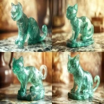 **A cat made out of aventurine on top of a polished table --chaos 25 --ar 3:2 --stylize 250 --weird 200 --v 6.1** - Variations (Strong) by <@1029767017399595109> (fast)