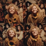 **circa 1990s, Halloween, smiling 8 year old blonde boy dressed as a sunflower, kids in the background dressed as vampires and zombies** - Variations (Strong) by <@1014234226171858944> (fast)
