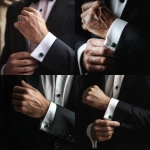 **A man wearing an elegant suit with simple yet sophisticated design. The focus is centered around one of his hands reaching for or lifting up to show off the stylish Cufflinks made from polished green dolomite crystal, creating a visually appealing contrast between a white shirt sleeve and black jacket., ultra-realistic photograph captured, high-resolution 20 megapixel with sony A7iii --ar 40:41 --v 7.0** - <@1064451214823129168> (fast)
-# Create, explore, and organize on [midjourney.com](<https://midjourney.com/imagine?from_discord=1>)