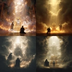 **A cinematic "cowboy shot" (framed from mid-thigh upward) of a person standing before the majestic throne of the Lord Jesus Christ in a heavenly courtroom. The atmosphere is glowing with divine light and holiness, radiating from Jesus, who sits on a brilliant, golden throne surrounded by clouds, light beams, and angelic presence. The person in front is visibly overwhelmed weeping and crying tears of joy, with hands slightly lifted or pressed to their chest, having just been declared free from all charges. Their face is full of relief, awe, and worship. Behind or off to the side stands the accuser of the brethren (symbolic representation of Satan), cloaked in dark, shadowy robes, with a furious, stunned expression shocked and disgusted as he realizes the case is not going in his favor. He stands defeated in the glow of righteousness, his documents or accusations discarded or burning near his feet. The scene is filled with contrast darkness shrinking back while light and justice fill the courtroom. Style: Realistic with soft spiritual glow, divine light textures, high contrast between darkness and holiness. Emotional and cinematic.** - <@1035365420699484160> (fast)