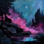 **fumarole eerie painting with a color scheme of monochromatic black and white with a pop of Color. The painting uses cross-hatching and palette knife techniques, inspired by analog horror, grunge Polaroids, ukiyo-e and retro Japanese horror. The mood is mysterious and unsettling --p v72x35v** - Image #3 <@948741381743083580>