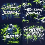 **"TRADING JOURNAL" in bold graffiti-style. Bone White, and acid green outlines. Solid navy blue background. Inspired by Diamond Supply Co., Zumiez, and Tilly’s graphic apparel designs. --ar 2:3 --v 6.1** - Remix (Strong) by <@811487416539283468> (fast)