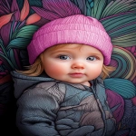 **A baby girl wearing a pink beanie, in the style of a country engraving landscape --sref 671 --p s8mr18c fx2os6q --q 2 --no trees --v 6.1 --ar 16:23** - Image #1 <@1064451214823129168>