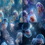 **jellyfish in atoll, ocean fauna around, bubbles, caribbean waters, sunflares, hyper realistic, insanely detailed and intricate, hyper maximalist, elegant, super detailed, dynamic pose, photo realistic, 3D render, ultra-detailed, ultra realistic, intricate details, 8K, Cinematic, ambient occlusion, volumetric lighting, high contrast --ar 16:9 --raw --tile --v 7.0** - <@1054482006731395092> (fast)
-# Create, explore, and organize on [midjourney.com](<https://midjourney.com/imagine?from_discord=1>)
