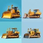 **a yellow bulldozer in profile with its blade lifted high, photorealistic, against a blue background** - <@809605622495445044> (fast)