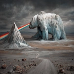 **color gradient solitude visible lightbeamed soundwave of a monotreme tremomountain, photographed with hassleblad, bokeh, octane render, art by ChrisWaikikiAI --ar 99:70 --q 4 --raw --exp 80 --s 120 --v 7.0 --p n9jrh27** - Image #4 <@776949719900880916>