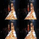 **pizza dress on the runway, melted cheese getting all over the catwalk because it's actually a real pizza, embarrasing --ar 17:9** - Variations (Subtle) by <@1178205273886822471> (relaxed)