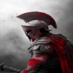 **side view of a black and white spartan 300 soldier covered in blood, blood splatters, Smokey grey background, high definition, --ar 2:3 --v 7.0** - Upscaled by <@348461091581591554> (fast)