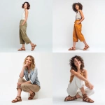 **retail advertisement style, photography, side profile, female shoe model in casual clothing wearing sandals, white background, studio, smiling, full body shot** - <@1080232511734554834> (fast)