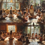 **A realistic classroom scene showing students of diverse backgrounds participating in a morning gratitude circle some sharing kind words, others listening attentively. Warm natural light fills the room, evoking connection and calm. The teacher stands among them, engaged as an equal, symbolizing unity and daily compassion in education. --v 6.0 --s 750** - <@1090630909448949831> (fast)
