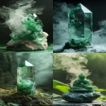 **Behold The Sacred Aventurine One, green mist, spiritual --ar 9:16 --style raw** - <@1054482006731395092> (fast)