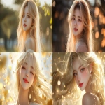 **Blond hair korean young women, gold, happy, pretty, cute --v 6.1 --ar 16:9** - <@1136199270224117860> (fast)