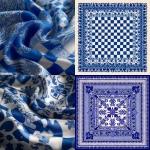 **create Printed Silk Check Foulard pattern in blue and white background --v 7.0** - <@1013652600119373834> (fast)