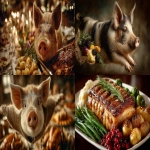 **A flying Thanksgiving pig dinner HD high quality excellent color quality --ar 16:9 --s 500 --v 7.0** - <@1156340172657545276> (fast)