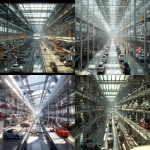 **High-resolution artist’s impression of a gigantic, contemporary car factory interior spanning multiple city blocks, flooded with natural light through skylights and glass walls. Thousands of modern used cars in realistic everyday shapes (SUVs, sedans, hatchbacks) move along wide conveyor belts and elevated tracks, stretching into the distance. The scene feels believable yet slightly surreal in scale clean, modern, well-lit, not futuristic and not grimy. Concrete floors, light-toned materials, minimal industrial detailing, warm daylight atmosphere. Workers and machinery are visible at scale but not dominant. No text, logos, or signage anywhere. Cinematic wide-angle composition, ultra-detailed, photorealistic rendering, architectural visualisation style, 16:9 aspect ratio, 8K resolution, --ar 16:9 --v 6.0 --raw** - <@1098201299582988349> (fast)