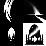 **simple, flat vector clipart logo black on white silhouette representation of the Auroras, simple and minimalistic --ar 2:1 --v 7.0** - <@696956474584334417> (fast)