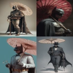 **3d illlustration of vintage Batman holding a parasol --ar 2:3 --v 7.0** - <@1071437900610293863> (fast)