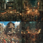 **tanabata slums scene, crowded dirty streets, people are packed around a new store with great sales --p 39d6lqq** - <@538878031226470440> (relaxed)