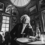 **Haute couture in the style of Isaac Newton. Cottage-core city office in Victorian style, skylight, small rounded windows, strong sunlight with contrasting shadows accentuating a man in a lavish baroque wig and deep sidereal thought. --s 500 --no vanity-names** - Image #4 <@787287093965094932>