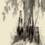 **illustration Two grandfathers in old Serbian village clothes are sitting under a tree and making rakia. --ar 3:1** - Image #3 <@1025896067646111824>