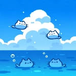**imagine an actually fun daily theme about cats and blue summer dreams ocean and clouds --niji 7 --no panopticon, human, typhoon, flowers, plants** - Image #2 <@937851746712186921>