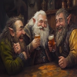 **burly and grim dwarves from the hobbit sharing laughs and pints at trivia night in a tavern, dungeons and dragons art --ar 3:2** - Image #3 <@245803813255118849>