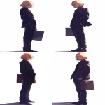 **Kurapika from Hunter x Hunter, full-body standing pose, facing sideways, expression cold and emotionless, wearing a sharp black suit, holding a box in one hand, , clean white background, sleek silhouette, concept art illustration --ar 2:3 --niji 6** - Variations (Strong) by <@762679659153850410> (relaxed, stealth)