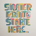 **A colorful writing, made of lines of color, the background is white, the text reads ‘Smarter printing starts here.’ --v 7.0** - Upscaled by <@1021873451121791090> (fast)