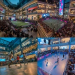 **Young Indian boys and girls playing football on a small 5v5 pitch inside a modern shopping mall, vibrant Premier League branding on boards and banners, a live rap performance on a small stage beside the pitch, energetic crowd of fans filling the upper levels and stands, colorful mall lighting, dynamic motion blur, excited expressions, streetwear outfits, celebratory atmosphere, high-energy urban sports festival vibe, ultra-realistic, cinematic lighting, wide-angle shot. ar16:9** - <@1263206055928791131> (fast)
-# Create, explore, and organize on [midjourney.com](<https://midjourney.com/imagine?from_discord=1>)
