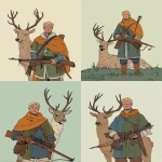 **dnd character art, hunter with the head of a deer --v 7.0 --ar 4:5 --p l7m9sk2** - Variations (Strong) by <@1072300480404914196> (turbo, stealth)