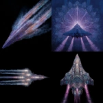 **spaceship with a kirlian-Kaleidochromic contrails --v 7.0** - <@1018138887199129620> (relaxed)
