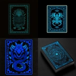 **a minimalist dark tribal, neon style blue and black of a boardgame game card of a Kaiju** - <@667108527428599870> (fast)