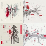 **futuristic anatomical diagram, cyber-biological elements, minimal typography labels, clean layout inspired by old scientific atlases of synthetic pancreas organ and cells, in the mood of Ghost in The Shell, transparents parts, digital illustration, red accents, white background, suitable for a magazine cover --ar 16:9** - <@153912116150140929> (fast)