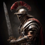 **gladiator in full armor wielding a sword standing sideways with coloring him** - Image #4 <@1239369469080506409>