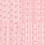 **seamless pattern, pastel pink ribbon bows at the corners of a soft pink gingham plaid grid, each square filled with tiny pink and white vintage florals, delicate and feminine, shabby chic style, seamless repeat, no text --tile** - Variations (Strong) by <@437878260013989888> (relaxed)