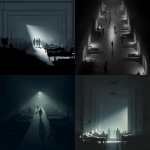 **An evocative and minimalist digital artwork, medium shot, rendered in a dark, monochromatic style consistent with previous designs. The composition depicts a dimly lit hospital corridor, lined with beds occupied by indistinct, suffering figures. Minimal medical equipment is visible, suggesting a severe lack of resources. A few silhouetted figures of medical personnel move between the beds, their posture conveying exhaustion but also determined effort. The lighting is stark and limited, casting long shadows and emphasizing the scarcity of resources. The overall mood is somber and tense, highlighting the overwhelming challenges faced by healthcare workers in a resource-depleted environment, where their humanity is the only abundant resource, presented with a stark and uncluttered visual approach** - <@1032195406119043132> (fast)