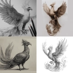 **full body phoenix, pencil drawing** - <@1202707032818458747> (fast)