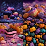 **blissful Halloween candy quicksand --sref 1662338142 238810998 704438408 --v 7.0 --sw 20 --s 500** - <@911637101290877029> (fast)