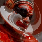 **red saturation, hue storm,kathakali eating a smooth white alien milk, where the face is looking at itself through shield of photon and fractal geometry, photograph, geodesic curvature and elliptical orbitals Image #1 <@1077492926550134864> decomposed photography, render --v 7.0 --p 3yk8su5** - Image #4 <@1144286729143078922>