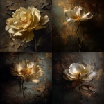 **dramatic Rembrandt and Caravaggio inspired oil painting on aged cracked canvas, a single elegant flower floating softly in baroque light, extremely deep chiaroscuro shadows, warm golden edge lighting, thick sculptural impasto texture covering the entire background (no visible canvas), heavy layered paint with antique gold accents, refined classical realism, rich baroque atmosphere, subtle smoky vignette, museum-grade fine art detail, emotional stillness, no frame, no text, no watermark, no signature, no artist signature, no initials --ar 4:5 --v 7.0 --q 2 --raw** - <@1313398896784834591> (relaxed, stealth)