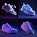 **Minimalistic funny cheerful cute 3d sneaker from the outside. Smooth plastic textures. Pure colors, realistic textures. Dark background without shadows. Blue and purple shades. Studio lighting. Clay. Bright colors. Light wind --v 7.0** - <@1344601249827258441> (relaxed)
-# Create, explore, and organize on [midjourney.com](<https://midjourney.com/imagine?from_discord=1>)