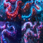 **a futuristic digital website loading bar designed in the exact shape of a human colon, clean tech aesthetic, luminous neon circuits outlining the colon’s loops and segments, glowing data nodes filling to indicate progress, 80% loaded but glitching, digital corruption artifacts, pixel distortion, holographic UI style, minimal background, sleek cyber interface, ultra-detailed 3D render, high-tech realism --ar 16:9 --v 6.0 --raw** - <@1138484847065698314> (fast)