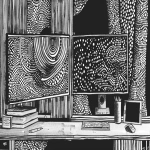 **a black and white illustration if a computer screen and a logo design on the screen --ar 16:9 --sref <https://s.mj.run/hjYxXTvad5g> --v 6.0** - Image #1 <@999895176619237436>