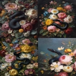 **a dark, moody, victorian oil painting in thick, chunky impasto of a black snake slithering through a cluster of flowers. --ar 3:4 --v 7.0** - <@693132661379825714> (fast)
-# Create, explore, and organize on [midjourney.com](<https://midjourney.com/imagine?from_discord=1>)