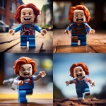**Chucky the doll as a Lego mini figures leaping towards you --v 5.2** - <@1083045241520668722> (fast)