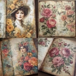 **belle epoque junk journal page 4:5 --profile y72szb9 --v 7.0** - <@633339656913813530> (relaxed)