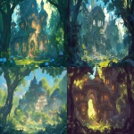 **Deformed, large mansion in the forest, mushrooms growing, ivy entangled, pop, scenery, simple illustration, monotonous illustration, not fantastical --ar 16:9 --niji 6** - <@915835811092656128> (fast)