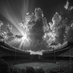 **Ansel Adams style monochronolith baseball stadium --ar 7:4 --q 2 --s 750 --v 6.1** - Image #2 <@1045223853271568434>
