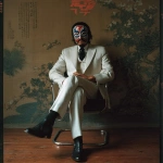 **<https://s.mj.run/HX-780qlrMc> similar styles, fashion styling, a french man wears a Chinese opera mask and wears a white suit , sitting on the chair, the background is a Chinese song dynasty wall painting, elegant, modern, authentic, real photo, high resolution, dazed and confused magazine --v 7.0** - Image #1 <@1102487265608990730>