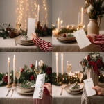 **<https://s.mj.run/ZGmARJ5k5Y8> A feminine hand holding a white menu. elegant festive christmas table, warm light, fairy light bokeh, linen tablecloth, elegant and natural holiday aesthetic. Red, deep green, beige color palette. Elegant Christmas --ar 4:3 --v 7.0** - <@1038768977310121984> (fast)
